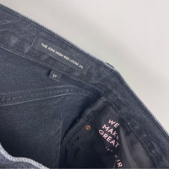 Aritzia Denim Forum The Joni High Rise Loose Distressed Jeans Black Women's 27 - Picture 7 of 11